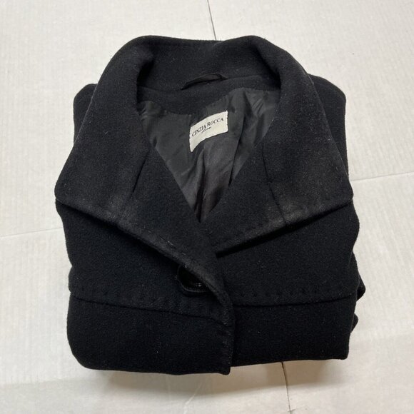 Cinzia Rocca Coat Women 10 Icons Black Wool Alpaca Jacket Classic Capsule Office - Picture 11 of 12